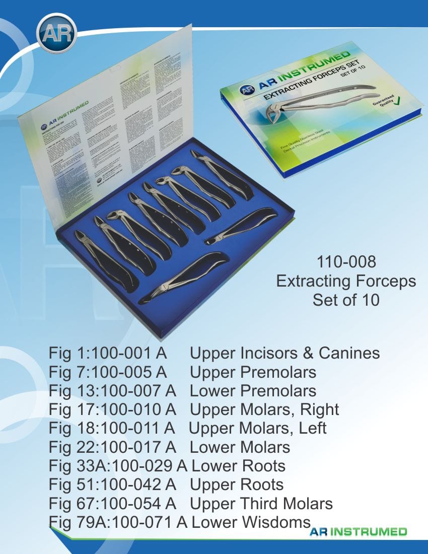 Extracting Forceps Set for (Adults) Set of 10 pcs – AR Instrumed, Extraction Forceps