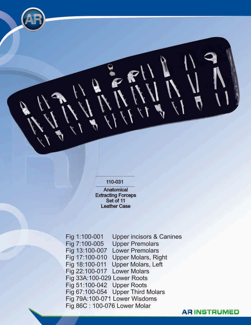Anatomical Extracting Forceps Set of 11 Leather Case – AR Instrumed, Extraktionszangen