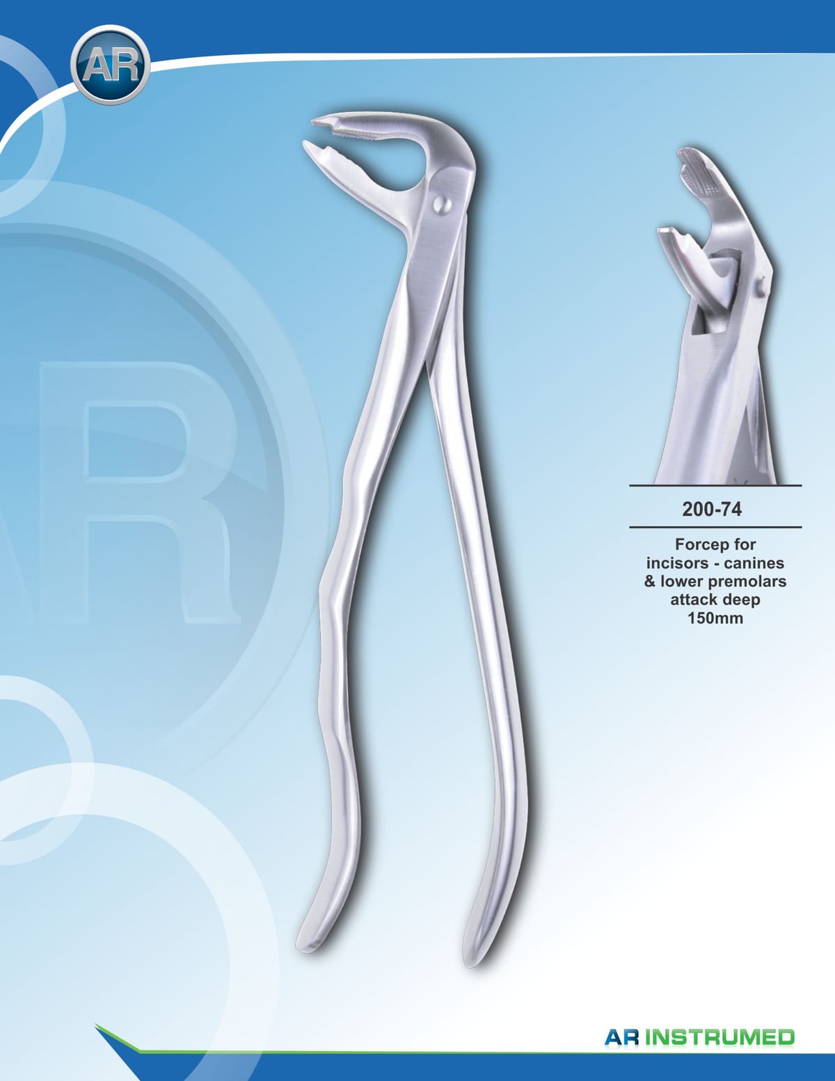 Forcep for Incisors-Canines &amp; Lower Premolars Attack Deep 15cm – AR Instrumed, Extraktionszangen