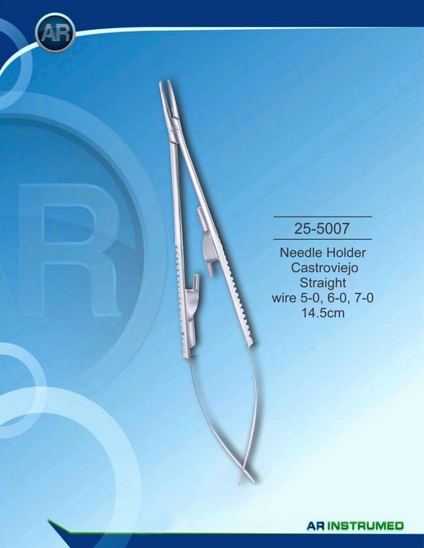 Needle Holder Castroviejo Straight wire 5-0, 6-0, 7-0 14.5cm