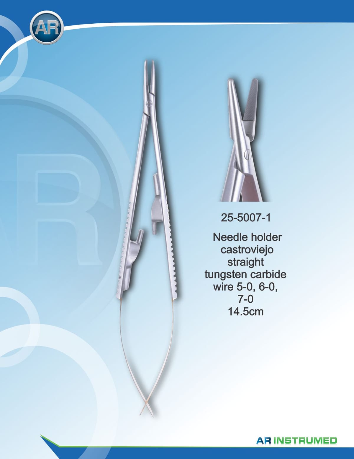 Needle Holder Castroviejo Straight Wire 5-0,6-0,7-0 14.5cm – AR Instrumed, Chirurgische Instrumente