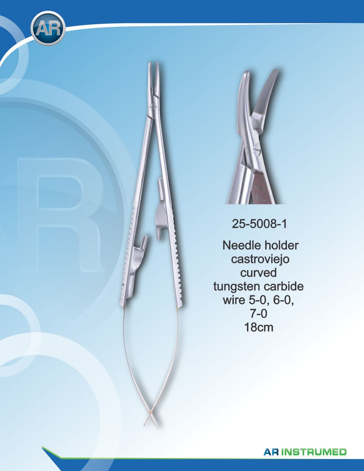 Needle Holder Castroviejo Curved wire 5-0,6-0,7-0 18cm – AR Instrumed, Surgical Instruments