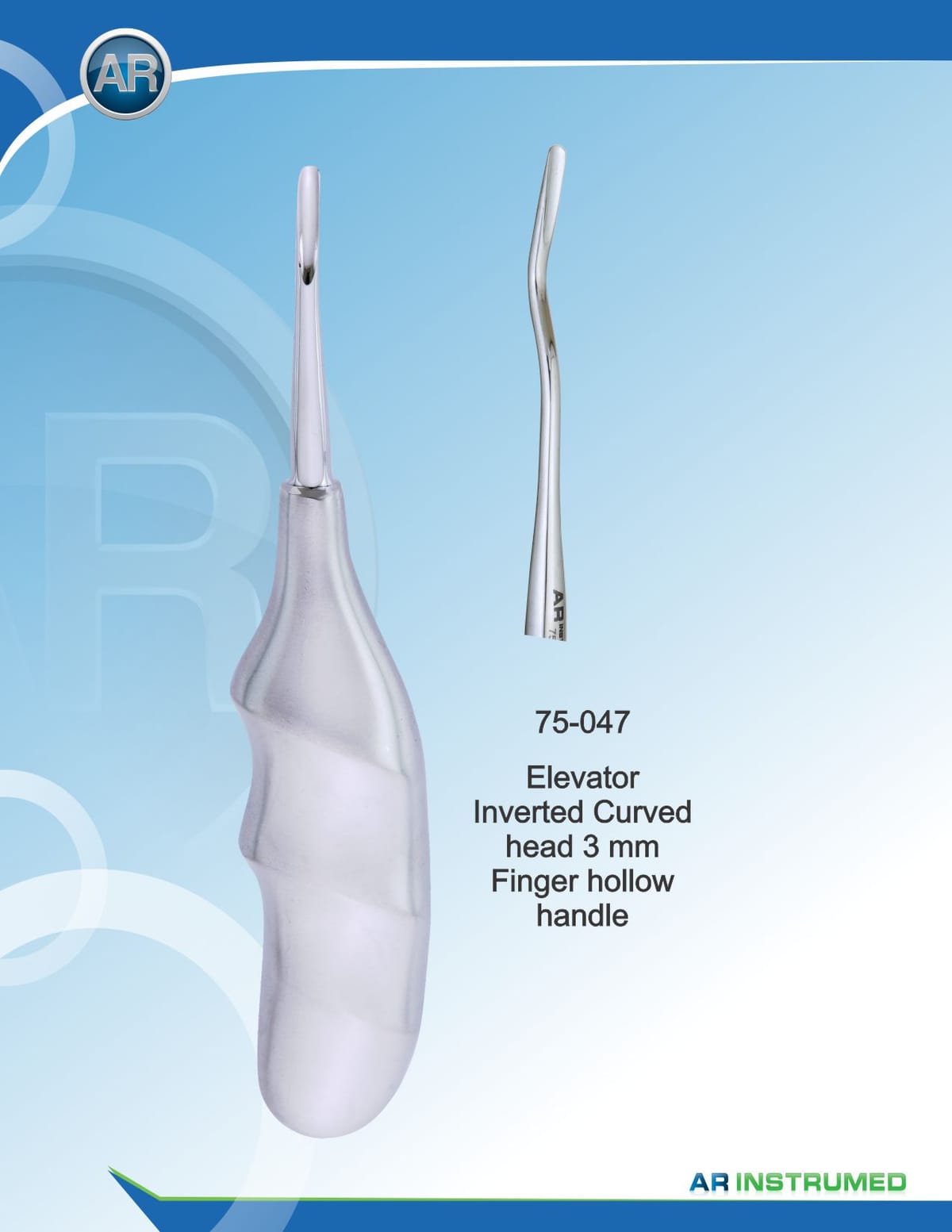 Elevator Inverted Curved Head 3mm Finger Hollow Handle – AR Instrumed, Root Elevators
