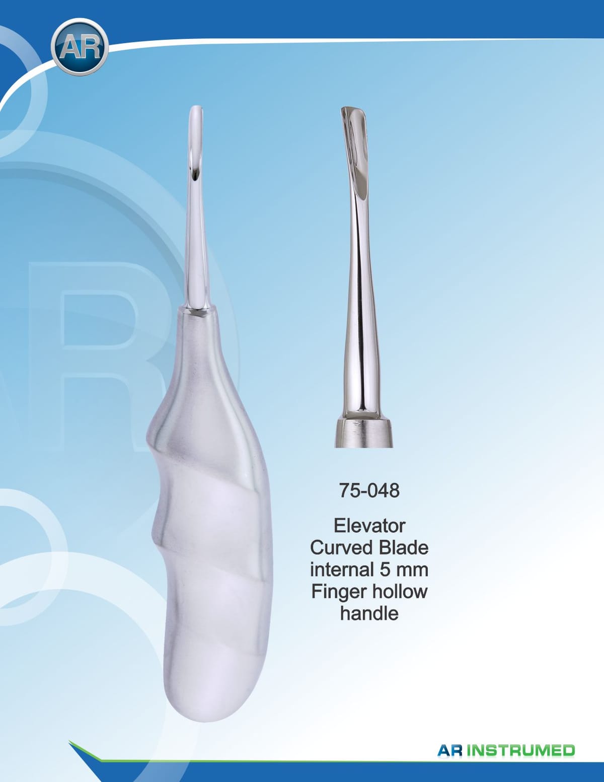 Elevator Curved Blade Internal 5mm Finger Hollow Handle – AR Instrumed, Wurzelheber