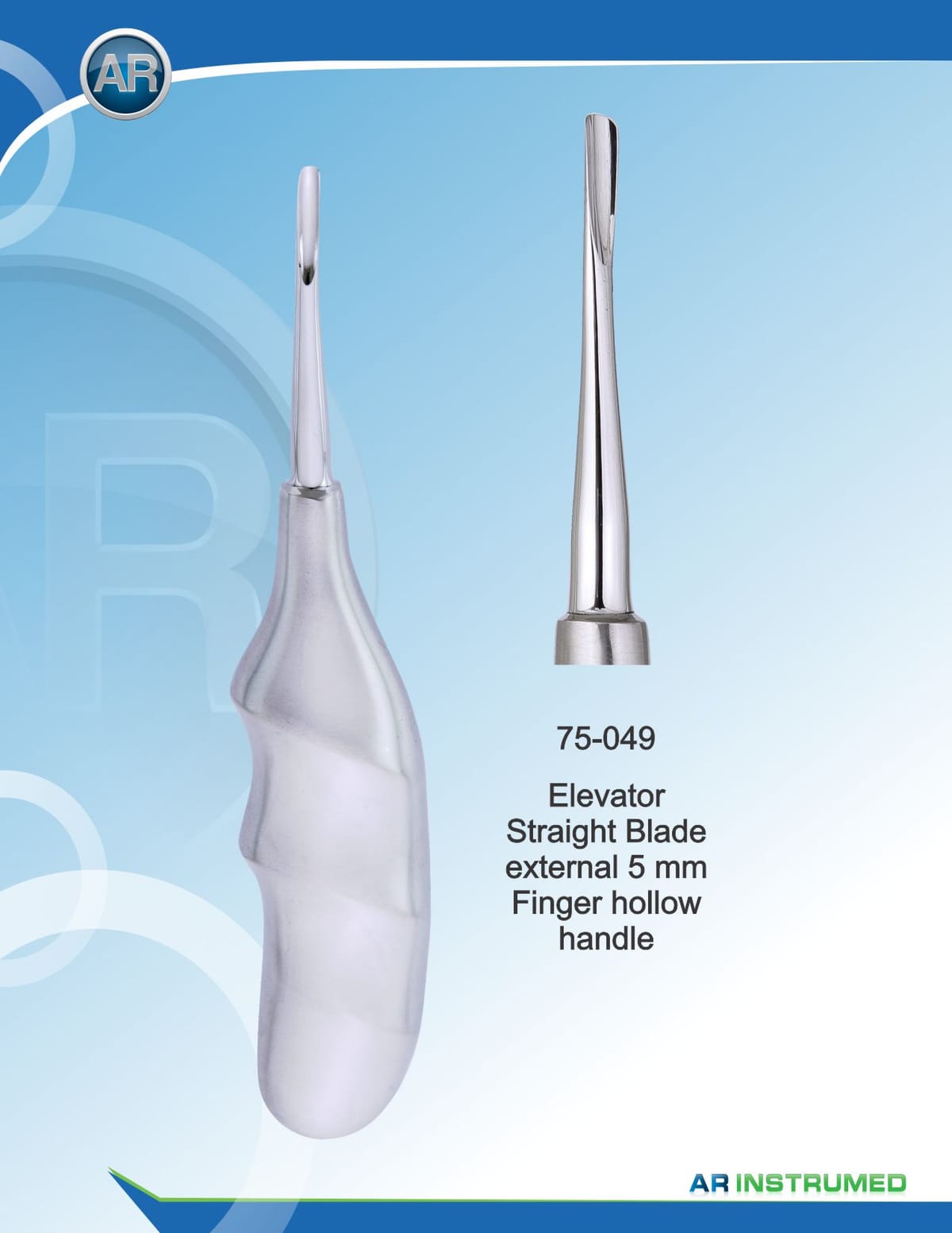 Elevator Straight Blade External 5mm Finger Hollow Handle – AR Instrumed, Root Elevators