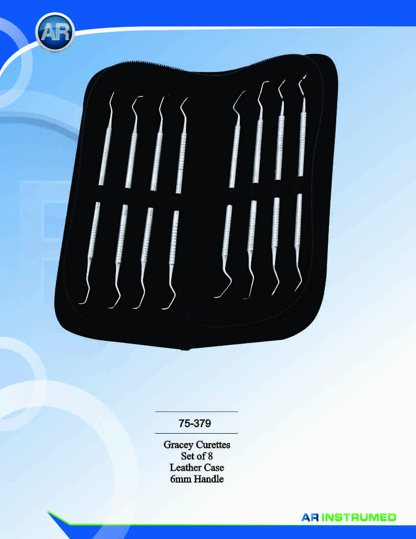 Gracey Curettes Set of 8 Leather Case 6mm Handle