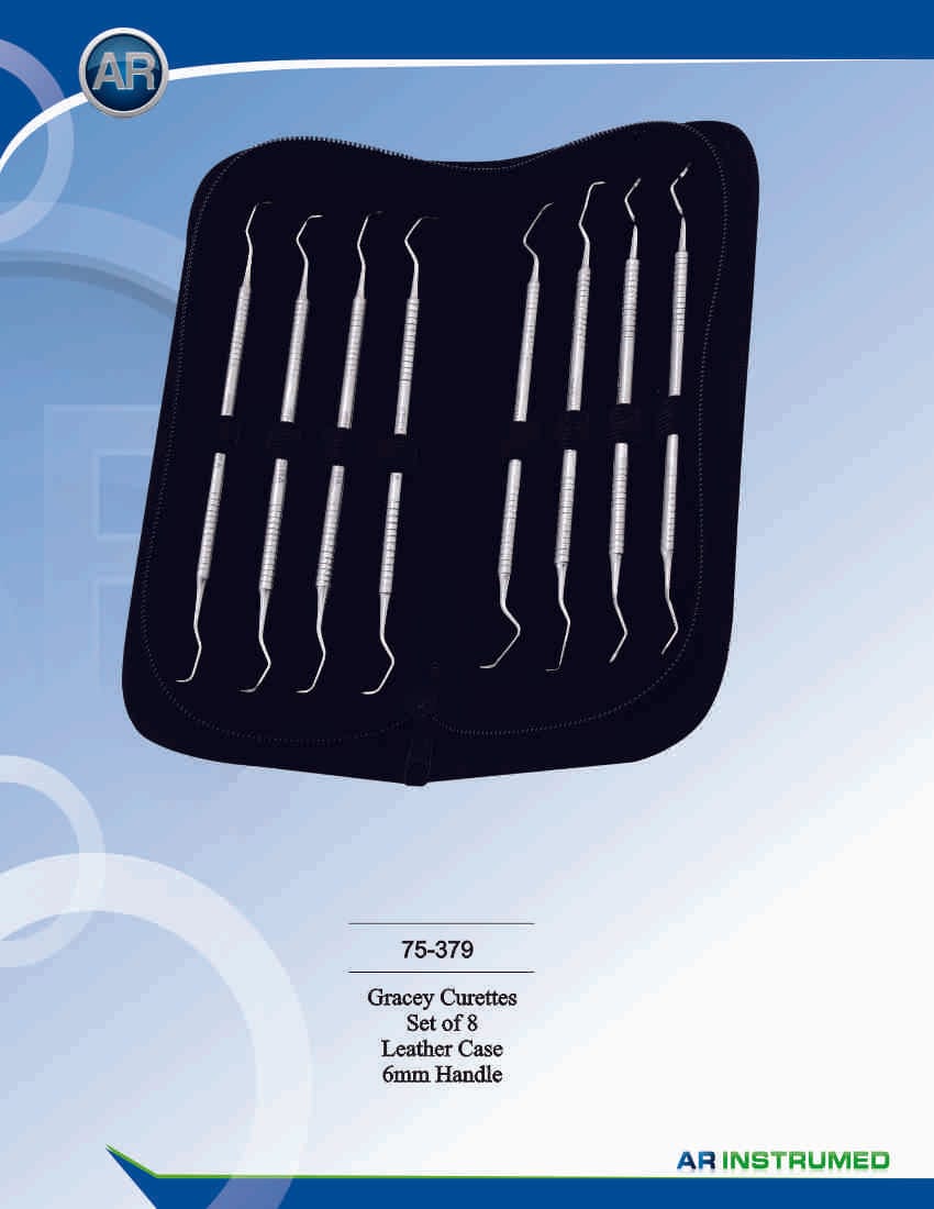Gracey Curettes Set of 8 Leather Case 6mm Handle – AR Instrumed, Periodontal Surgery