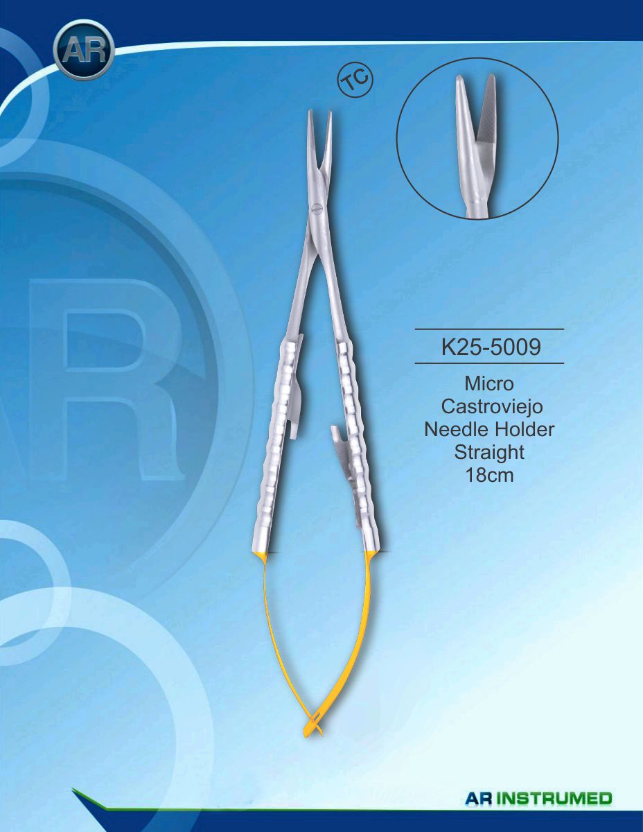 Micro Castroviejo Needle Holder Straight 18cm (TC) – AR Instrumed, Scissors & Needle Holders