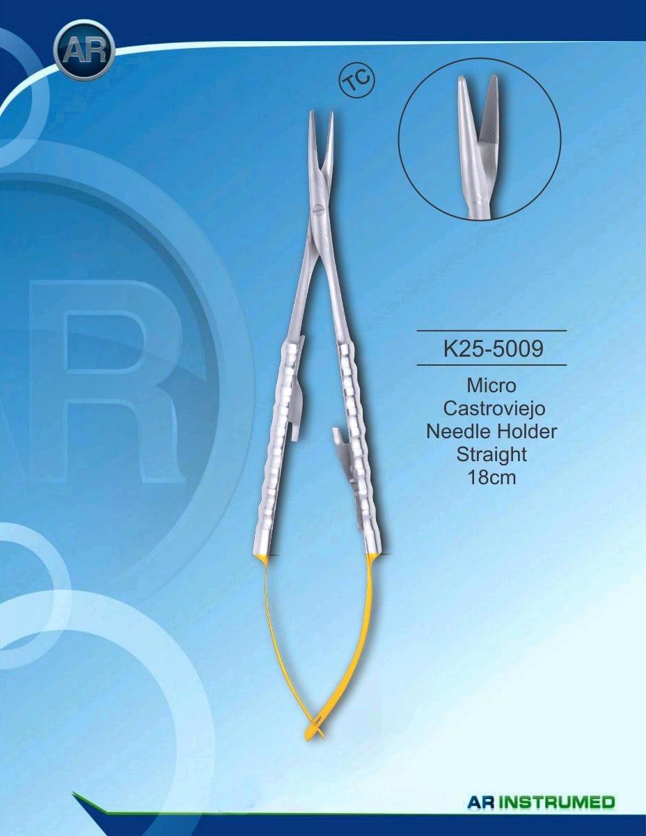 Micro Castroviejo Needle Holder Straight 18cm (TC) – AR Instrumed, Surgical Instruments