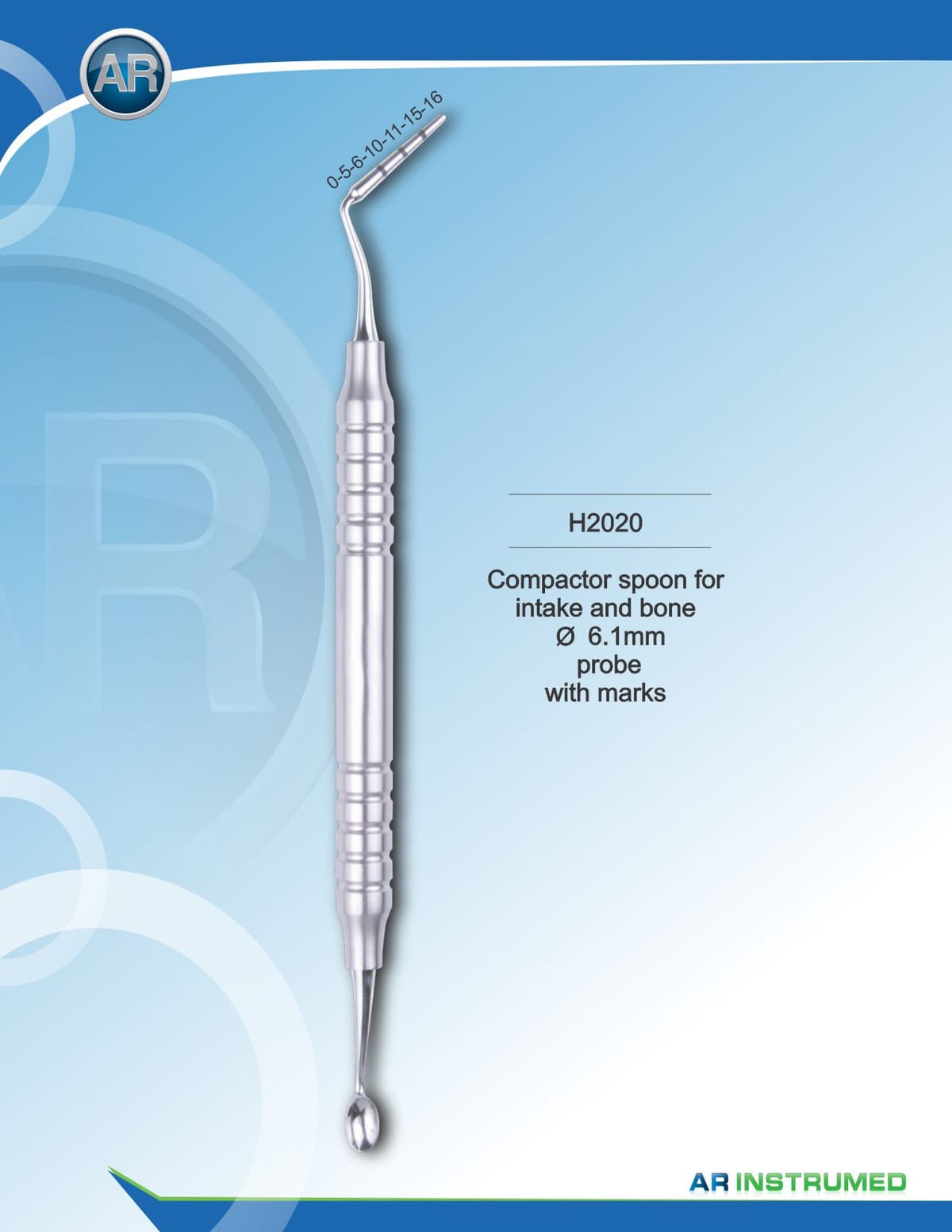 Compactor Spoon for Intake and Bone 6.1mm Probe with Marks – AR Instrumed, Surgical Instruments