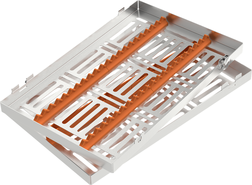 Orange - LARGE 288x182x34 mm - für 20 Instrumente mit Silikon-Schiene 2770-1A – ASA Dental S.p.A. Uninominale