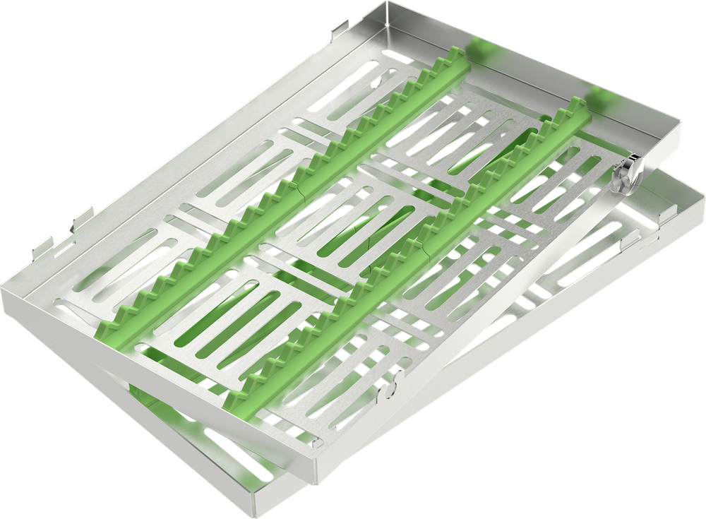 Grün - LARGE 288x182x34 mm - für 20 Instrumente mit Silikon-Schiene 2770-1V – ASA Dental S.p.A. Uninominale