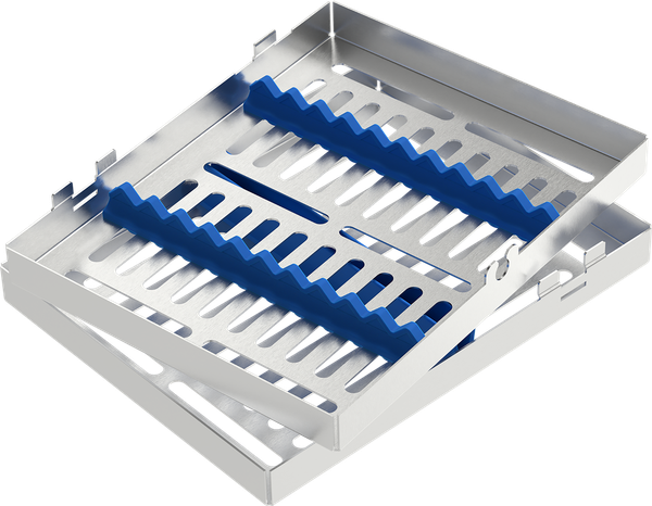 Blau - MEDIUM 182x144x34 mm - für 10 Instrumente mit Silikon-Schiene 2771-1