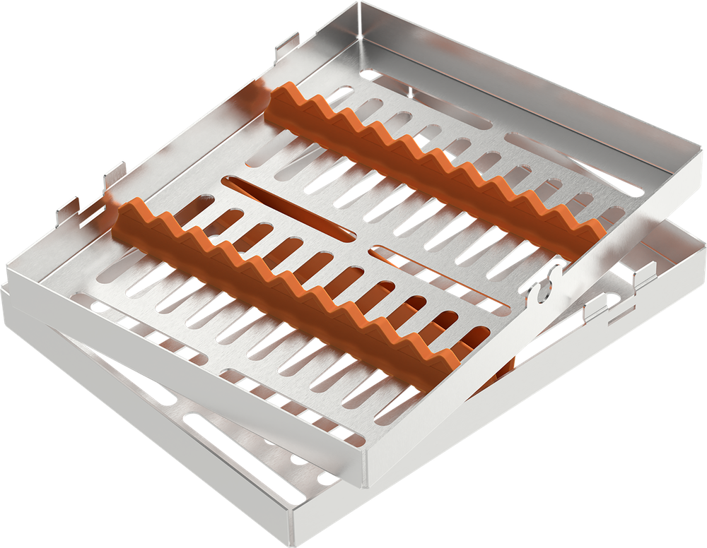 Orange - MEDIUM 182x144x34 mm - für 10 Instrumente mit Silikon-Schiene 2771-1A – ASA Dental S.p.A. Uninominale