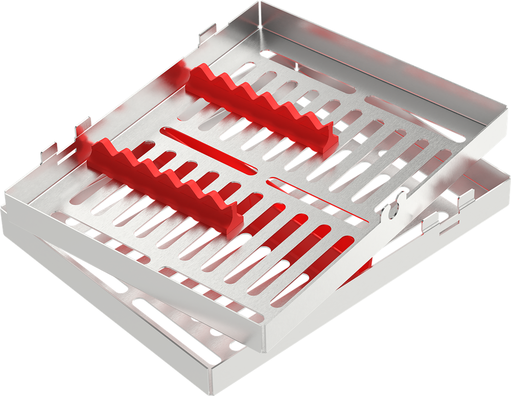 Rot - MEDIUM 182x144x34 mm - für 5 Instrumente mit Silikon-Schiene 2771-2R – ASA Dental S.p.A. Uninominale