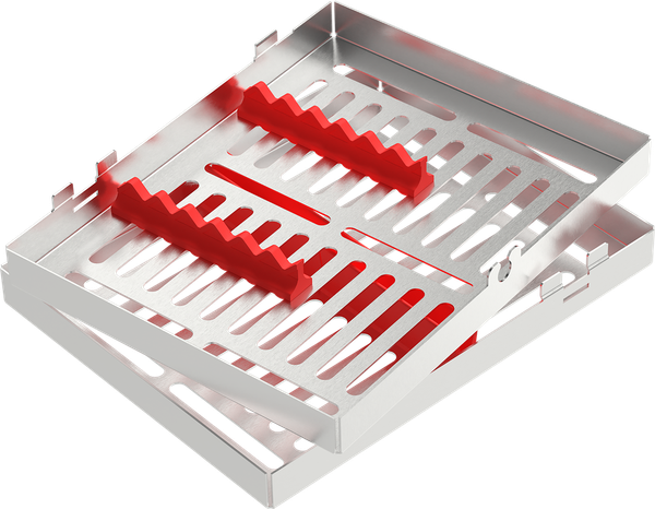 Rot - MEDIUM 182x144x34 mm - für 5 Instrumente mit Silikon-Schiene 2771-2R