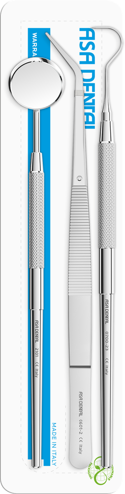 Griff + Spiegel Nr. 4, Sonde Nr. 23, London-College-Pinzette S0600-23 – ASA Dental S.p.A. Uninominale