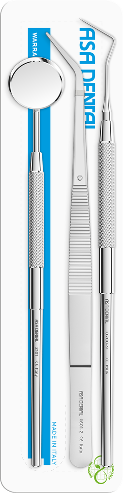 Griff + Spiegel Nr. 4, Sonde Nr. 9, London-College-Pinzette S0600-9 – ASA Dental S.p.A. Uninominale