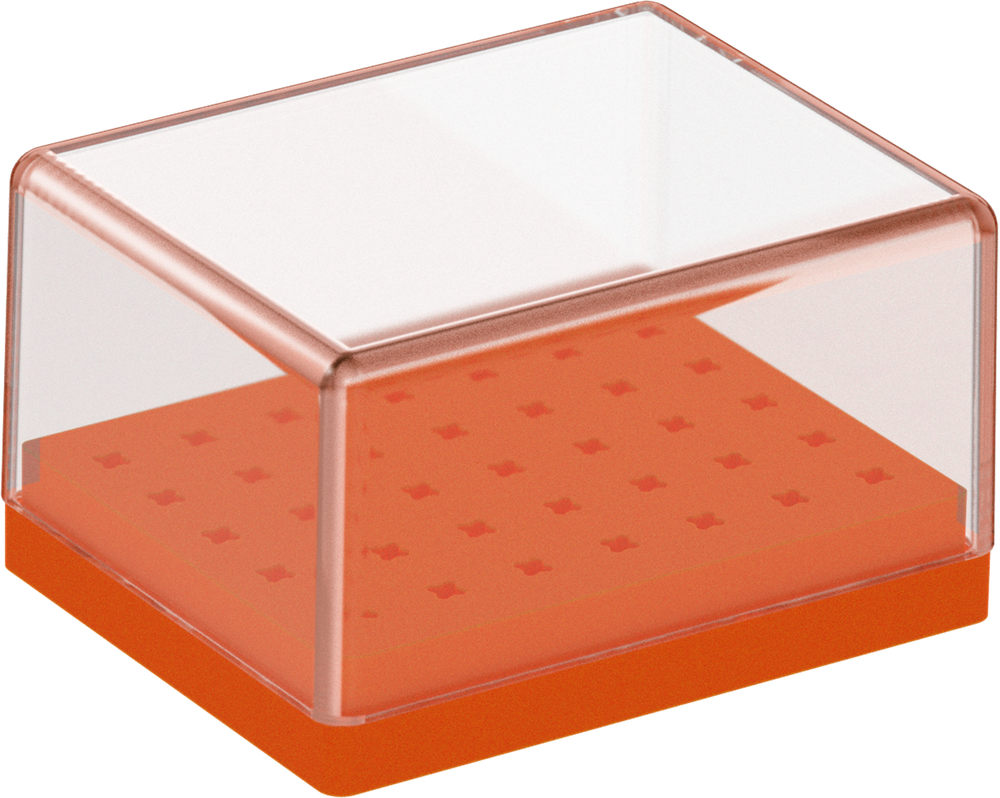 Silikon-Bohrerständer - orange mit durchsichtigem Deckel AL2761-U - Orange S2760-A – ASA Dental S.p.A. Uninominale