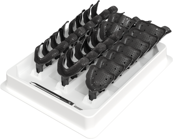 Set mit 24 Abformlöffel + Zirkel - unbezahnt - autoklavierbar max 130°C - 24er Pack S2851-24