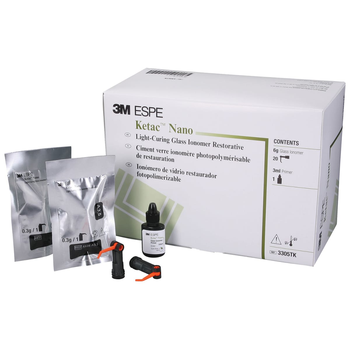 3M™ Ketac™ Nano Light-Curing Glass Ionomer Quick Mix Restorative Kit, 3305TK – solventum, Glass Ionomer Cements Light-Curing