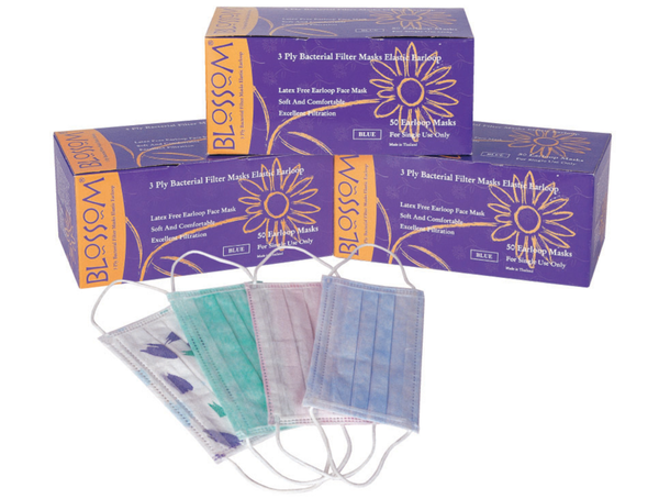 Blossom 3-PLY Latex frei Gesichtsmaske Runde elastische Earloop (FM-B1001)