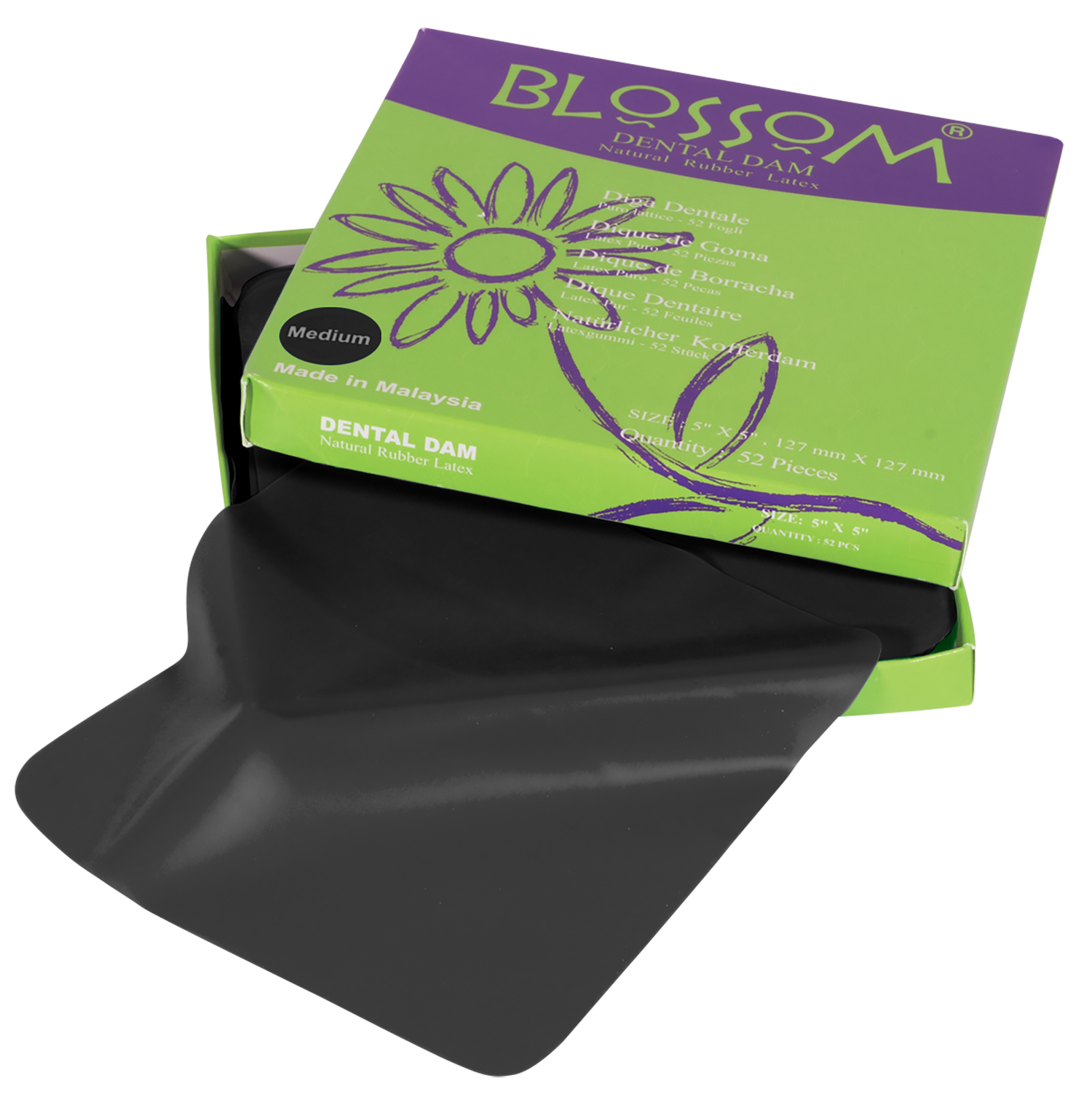 Blossom Digue dentaire en caoutchouc noire (BM 1566-RD DAM BLK)