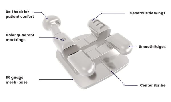 Mini-Taurus Two-Piece Stainless Steel Brackets Roth Rx On Band Pack of 10