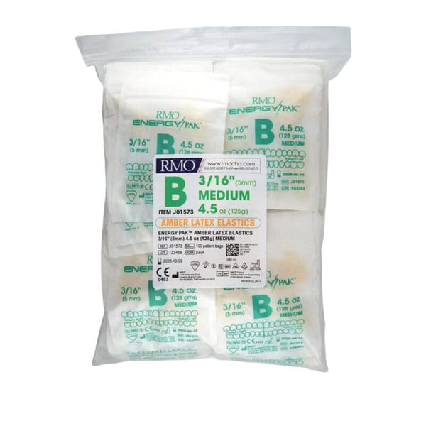 Energy Pak Extraoral Elastics Pack of 1,500 - LATEX ELASTICS 1/2" 16.0OZ BLACK E (PK30)