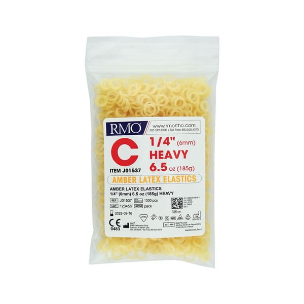 Energy Pak Intraoral Amber Elastics Pouch of 1,000