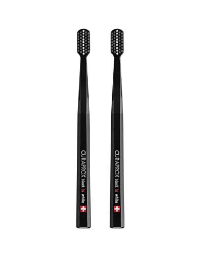 Brosse à dents «Black is White» en lot de 2