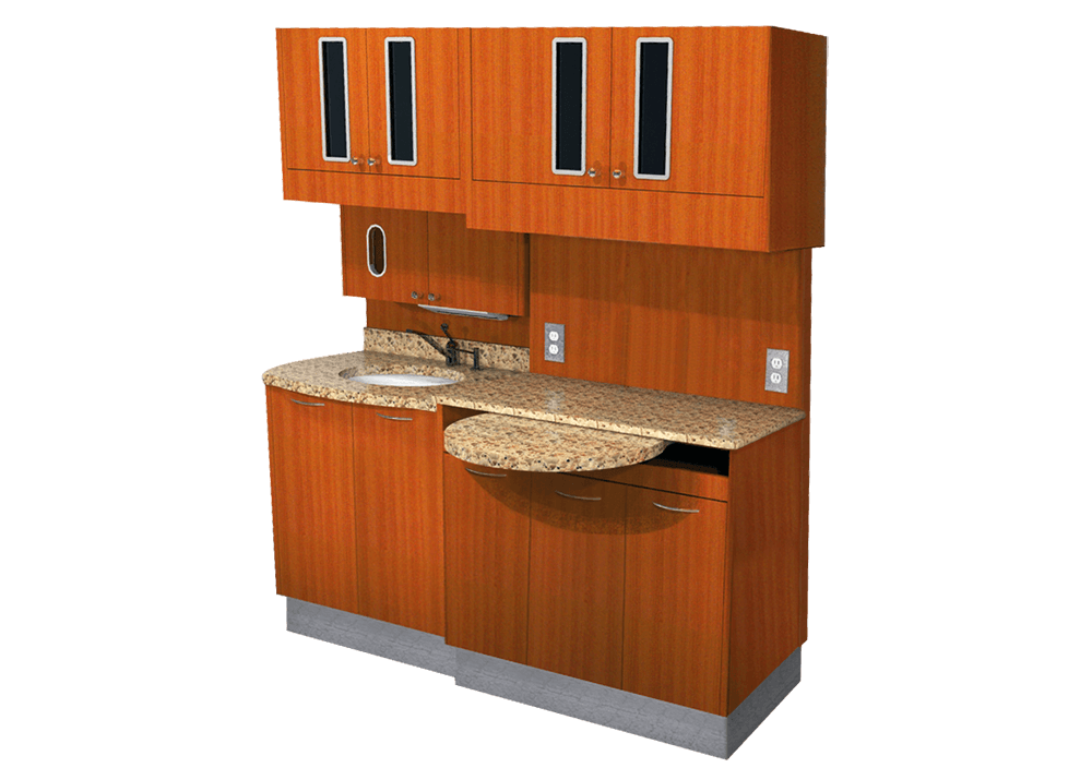D66CM3LS-Three Module Rear Console w/ Left Side Sink – Belmont, Practice Furniture and Accessories