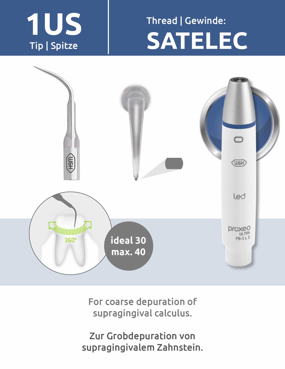Spitze 1US (Satelec Gewinde) mit Wechsler – DKL Chairs, Ultraschallgeräte