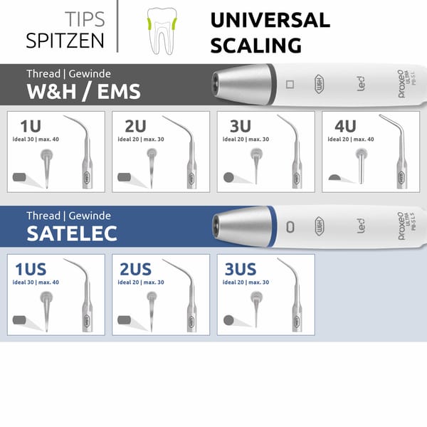 Inserts ultrasonores universels pour scaler piézoélectrique PB-5 (05076200)
