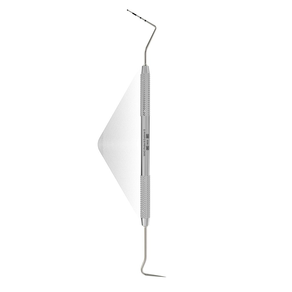 Explorer 8 + WHO Probe 11.5mm (ball end) | ErgoLite 10553 – ErgoDenta ApS, Explorers
