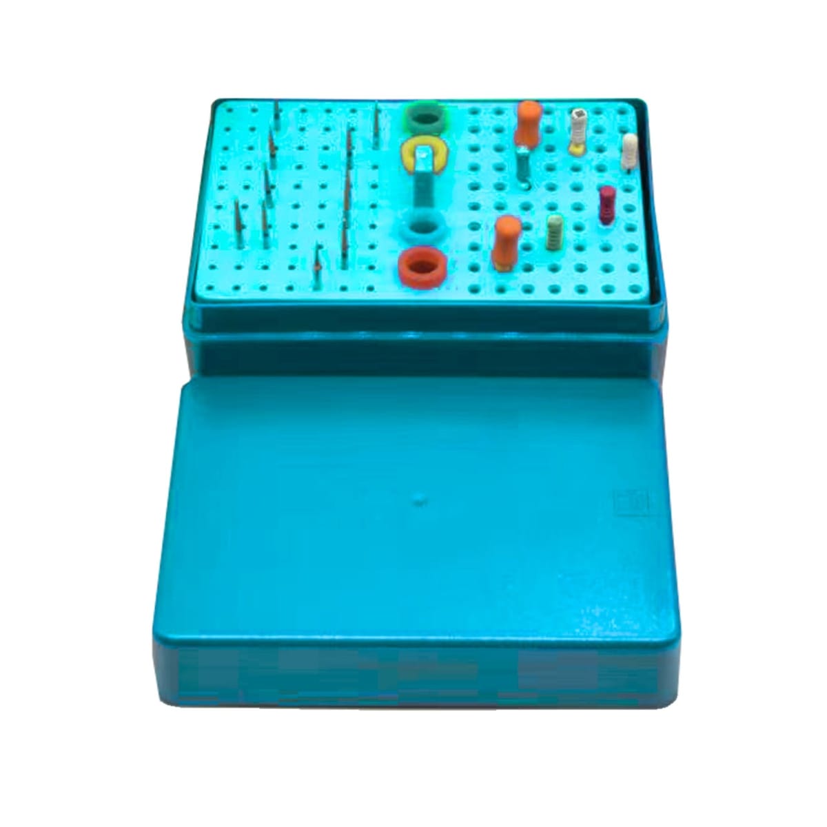 Bur Disinfection box resistant to high temperature and Pressure, 160 holes, Turquoise | ErgoDenta 7458T – ErgoDenta ApS, Bur Baths