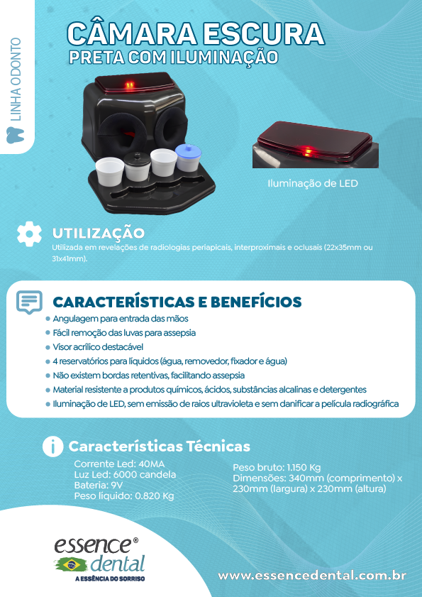 Schwarze Dunkelkammer mit Beleuchtung – ESSENCE DENTAL IMP.EXP.LTDA, Geräte