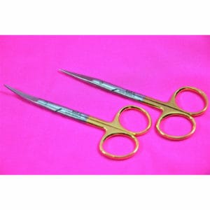 New 2 Premium GERMAN TC Iris Scissors 4.5INCHES Str Cvd Surgical Dental Instruments