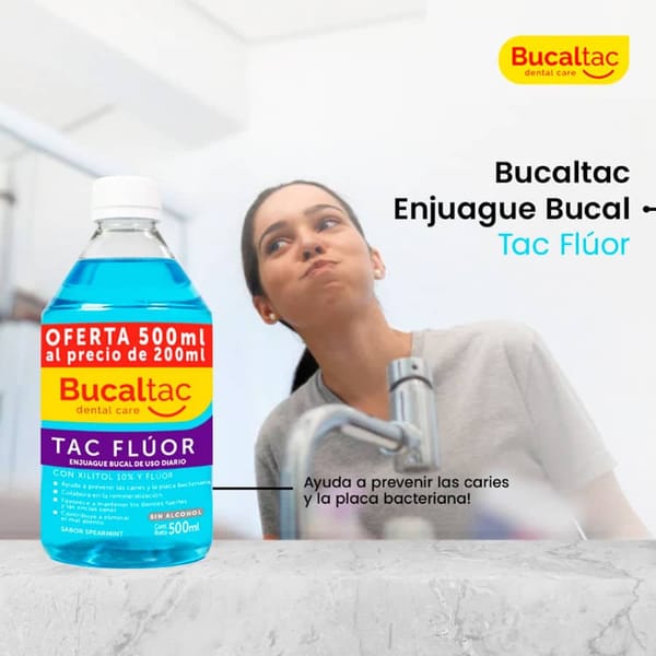 BUCAL TAC Flúor Enjuague Bucal 500 ml al precio de 200 ml