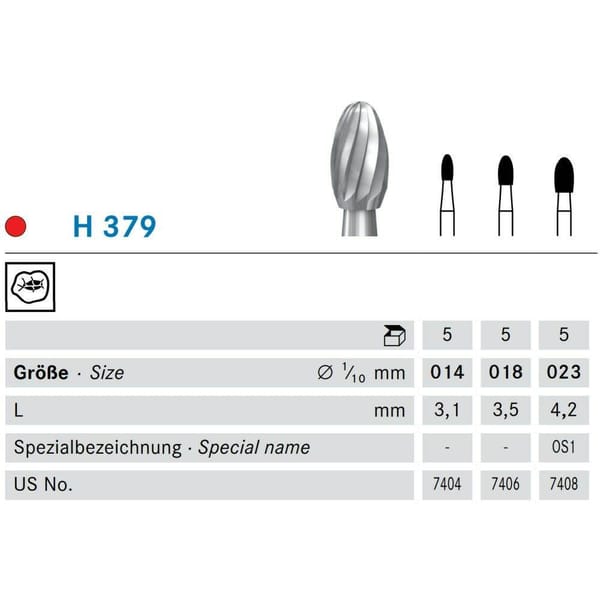 Liekkifiniiri muna kovametalli H 379/023 W