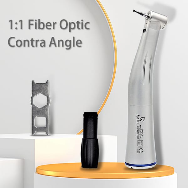 Dental 1:1 Fiber Optic Contra Angle Stainless Steel Single Spray Low Speed handpiece