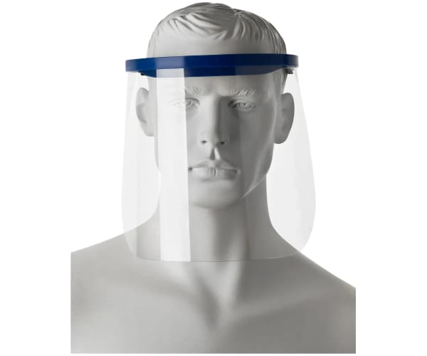 ORBIS Vollgesichts-Schutzschild, Visier: transparent - Rahmen: blau - Elastikband: schwarz, Polybeutel 1 Stück