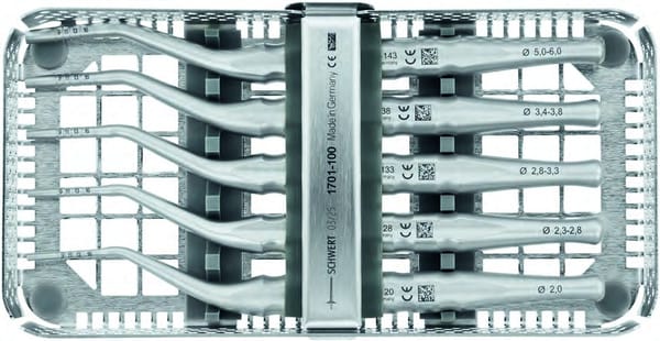 Kit d'ostéotomes, embouts concaves avec manche design SCHWERT P-Lux