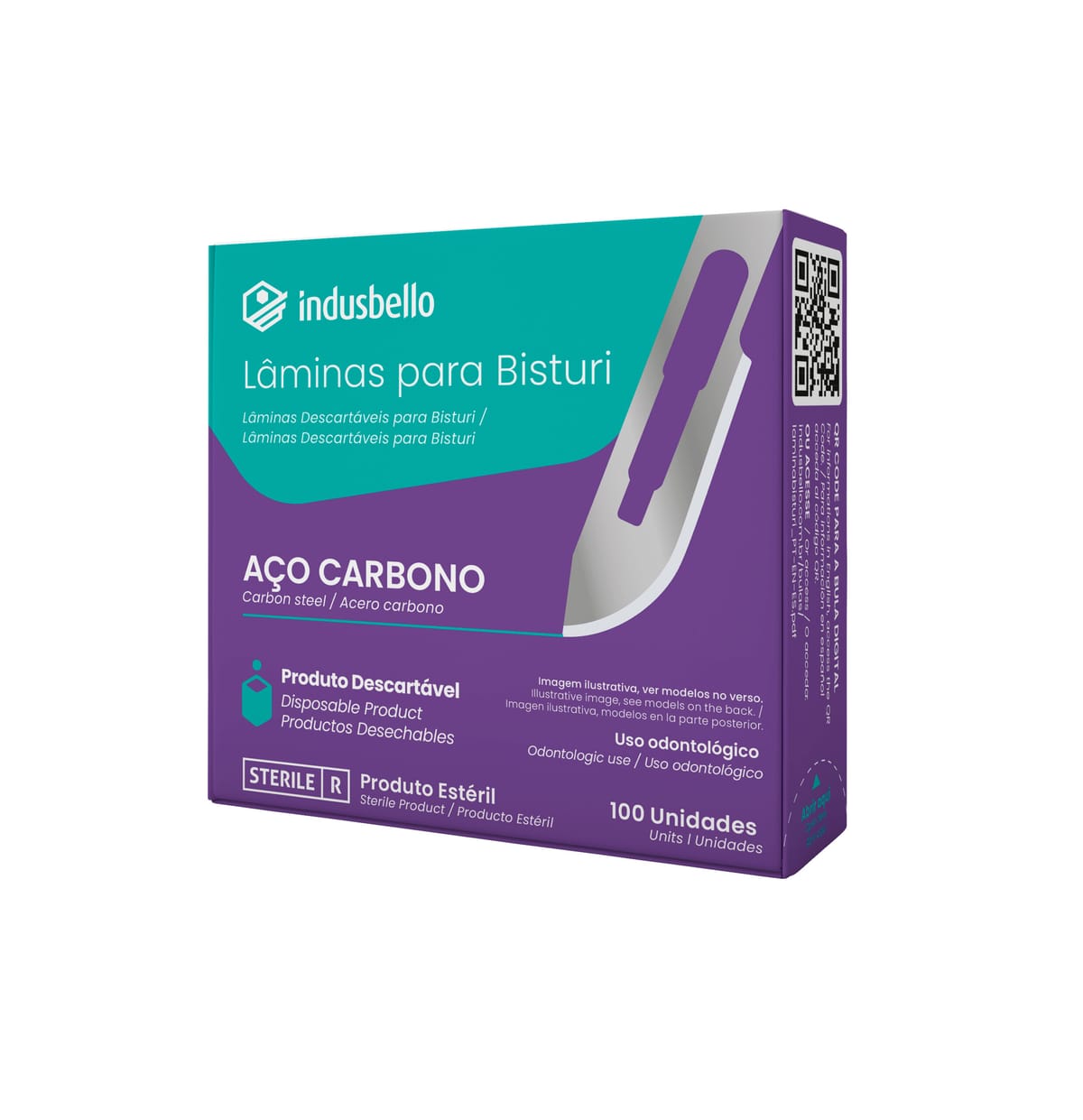 Lâmina para Bisturi em Aço Carbono para cabo n° 3 – Indusbello, Skalpelle und Zubehör