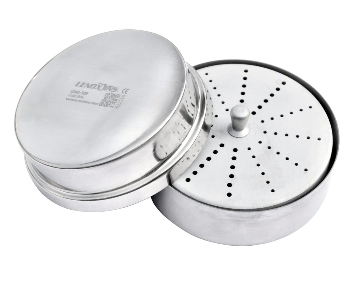 Aluminium Endo Box Round Shape 1.7mm 48 Holes 2.4mm Holes Stainless Steel – LENOX INS - Lensur Instruments Ltd., Zubehör für Wurzelbehandlung