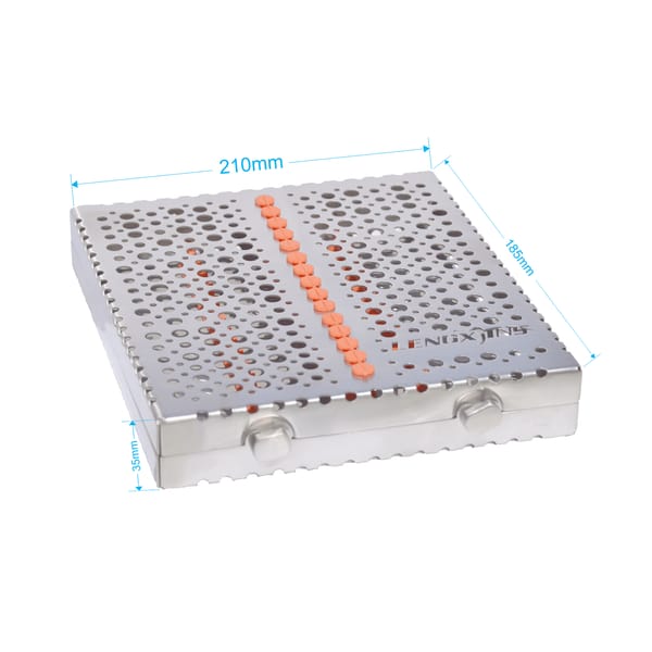 Dental Cassette For 15pcs Removeable Lid with scaller silicon pad 210x185x35mm