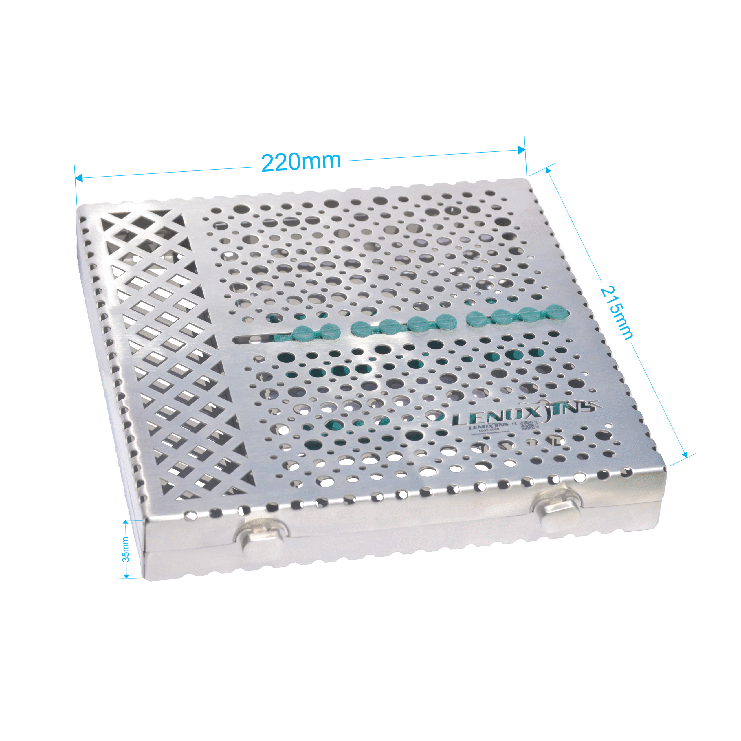 Dental Cassette Removeable Lid with compartment/silicon pad 220x215x35mm