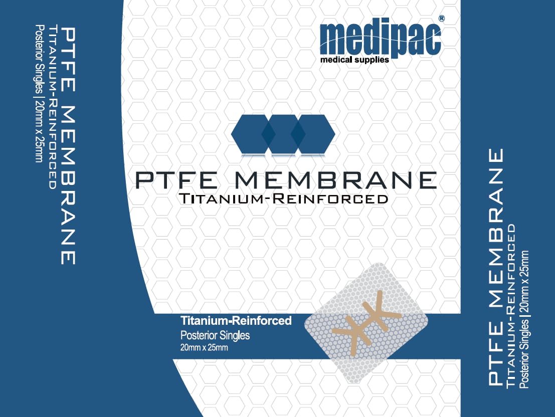 Ti-PTFE Regenerative Membrane Posterior Singles 20x25mm – MEDIPAC S.A., Implantology