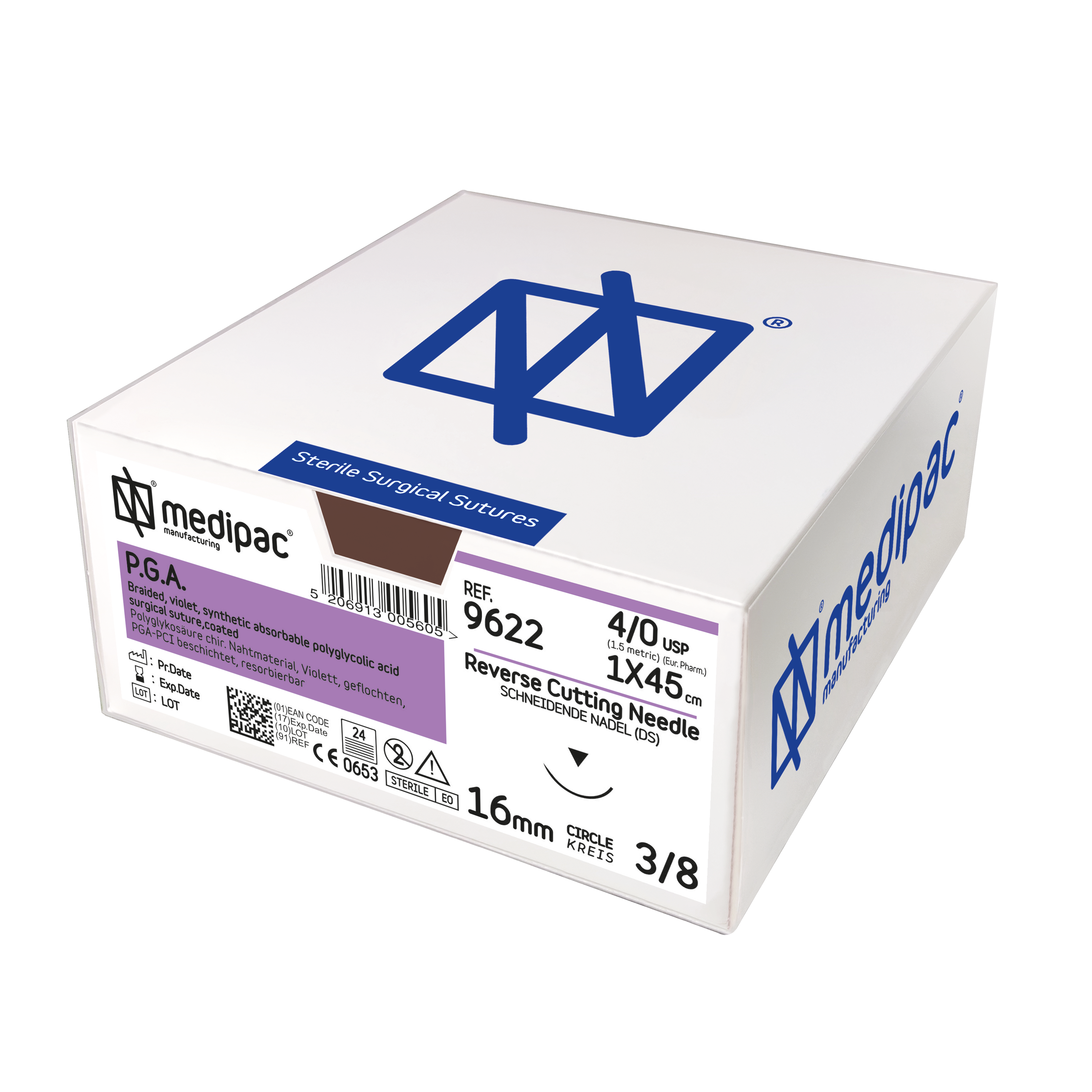 PGA - 9123 Polyglycolic Acid Synthetic Braided Sterile Surgical Suture