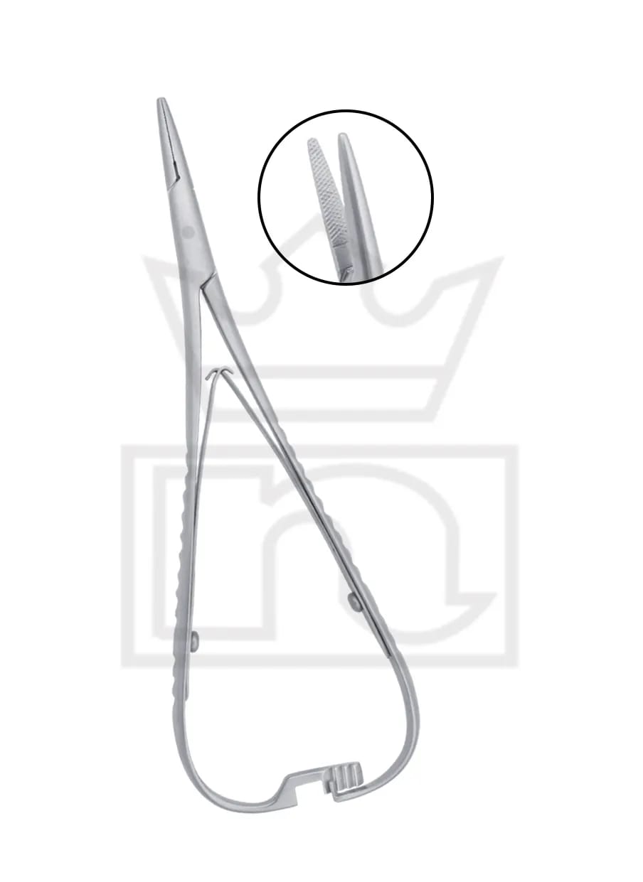 Mathieu Needle holder 14cm offset ratches, Double action spring light pattren 115-0554 – Nadir & Co, Klebepinzetten
